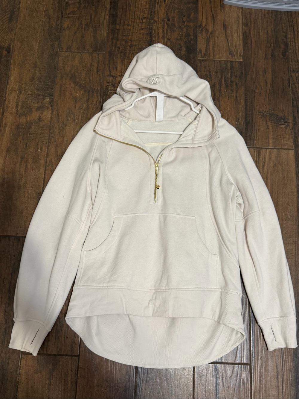 Lululemon athletica Cream Half-Zip Hooded Pullover